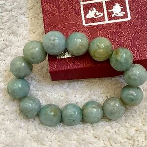 Certified Green 100% Natural A JADE Jadeite Bead Beads Bangle Bracelet 023129 BN